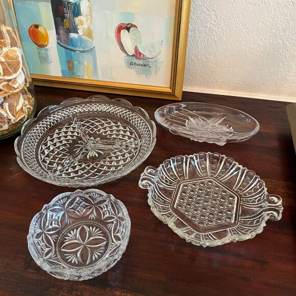 Vintage Glass Relish Jelly Butter Trinket Soap Candy  Cottagecore Grannycore - Picture 2 of 6